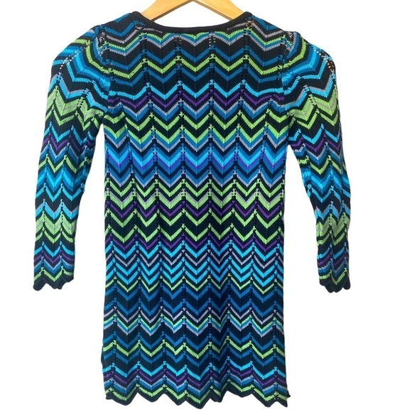 Hanna Anderson Sweater Knit Long Sleeve Zig Zag Chevron Multicolor Dress - Picture 3 of 6